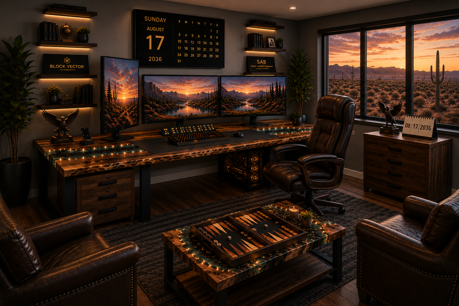 Desert Sunset Backgammon Command Office vertical preview